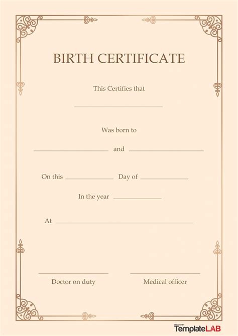 Fake Birth Certificate Template Great Professional Template Design