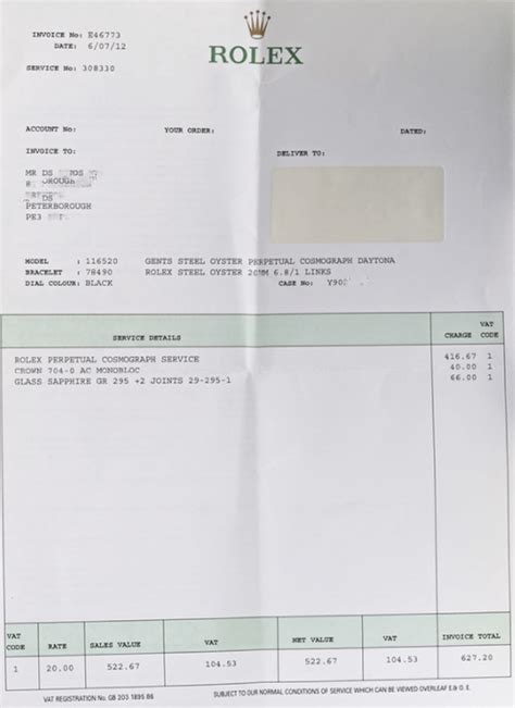 Fake Rolex Receipt Template Rolex Invoice Nutemplates