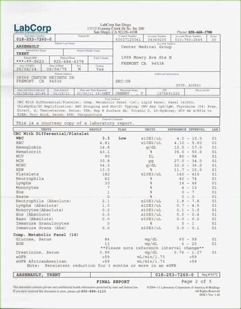 Fake Std Test Results Template