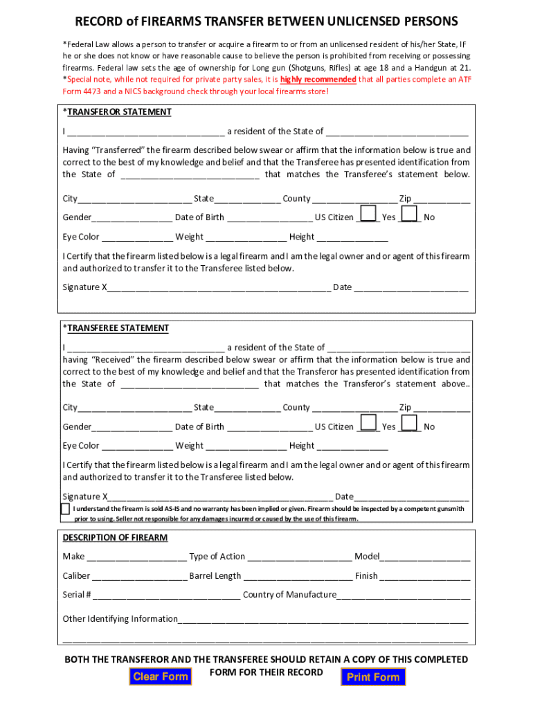 Family Gun Transfer Form Complete Online Airslate Signnow