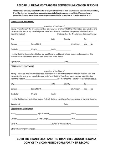 Family Gun Transfer Form Fill Online Printable Fillable Blank