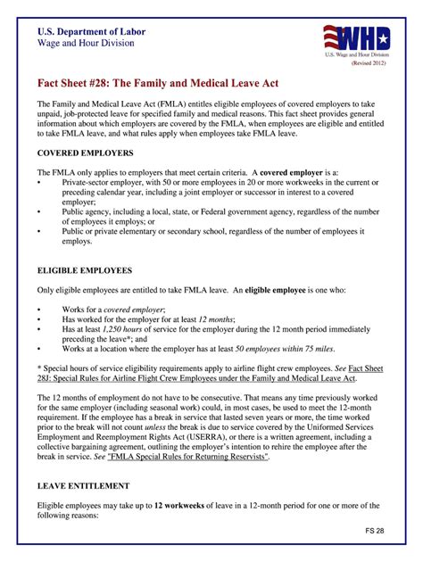 Family Medical Leave Act Fill Online Printable Fillable Blank