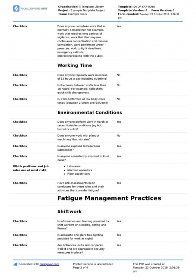 Fatigue Risk Assessment