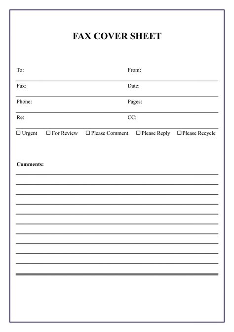 Fax Cover Sheet Free Blank Printable Template In Pdf