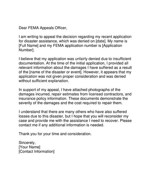 Fema Appeal Letter Sampletemplatess Sampletemplatess