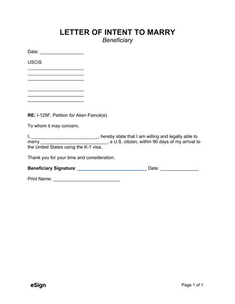 Fiance Letter Of Intent To Marry Template In Word And Pdf Formats