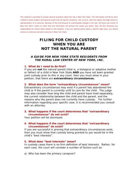 Filing For Child Custody Rural Law Center Of New York Filing For