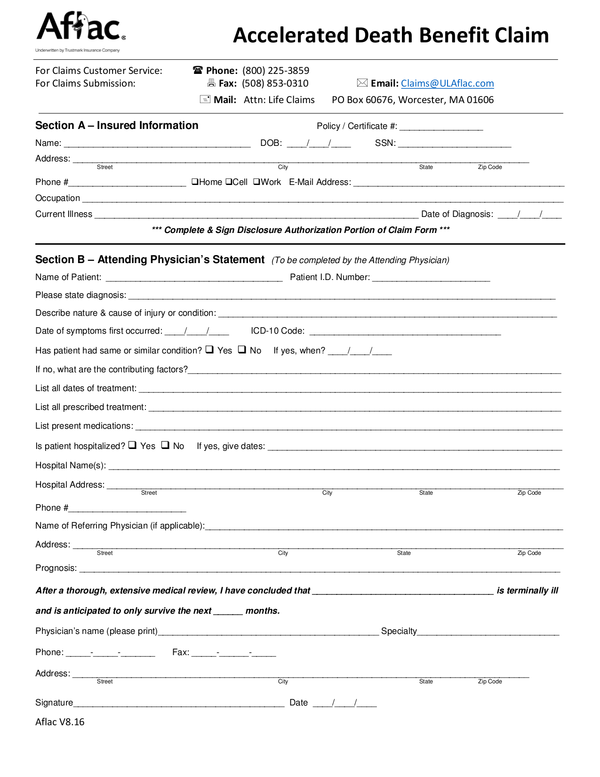 Fill Free Fillable Aflac Insurance Pdf Forms