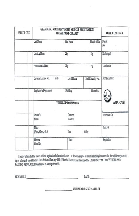 Fill Free Fillable Parking Permit Vehicle Registration Form