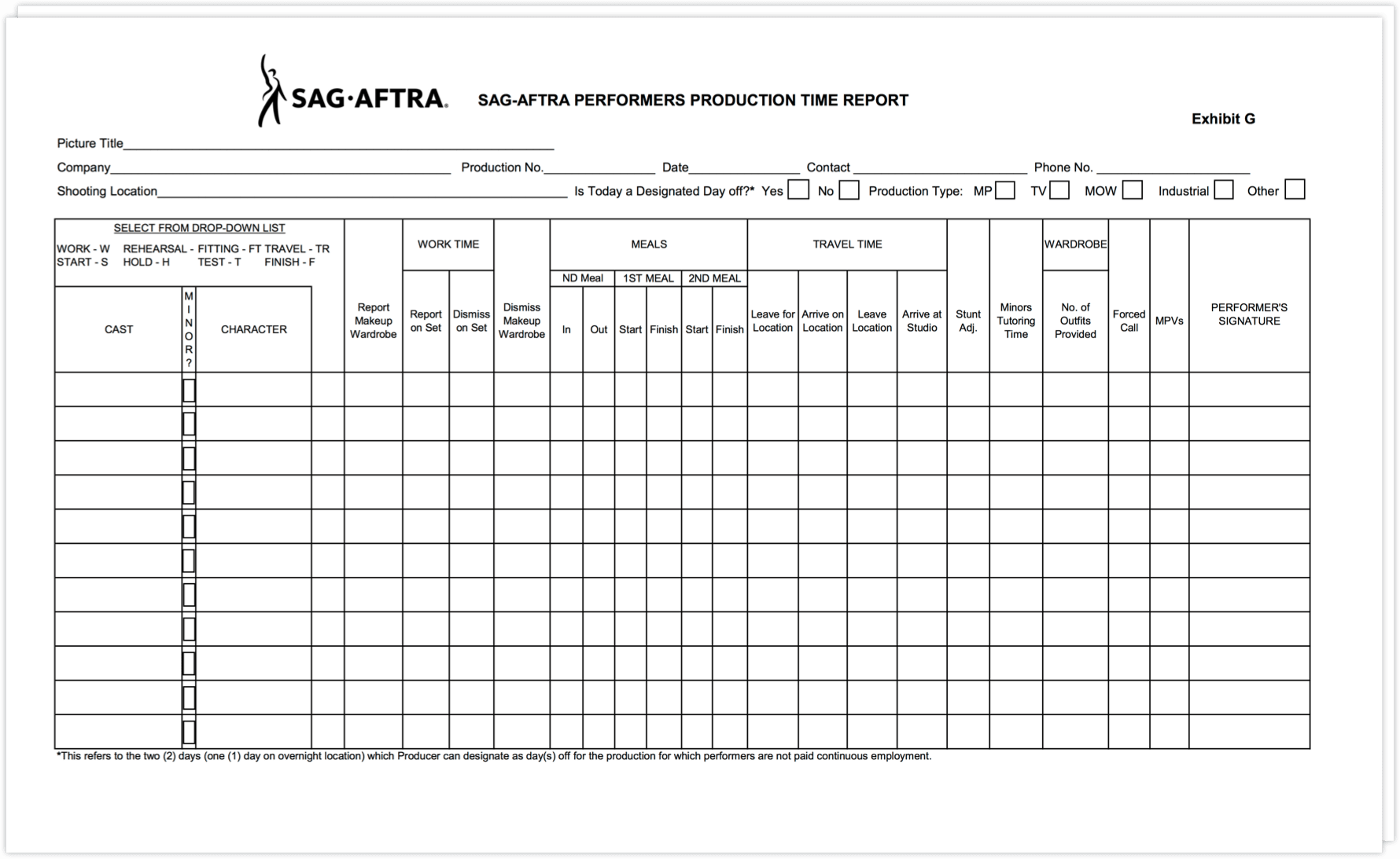 Fill Free Fillable Sag Aftra Pdf Forms