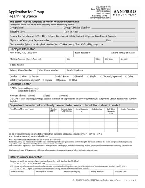 Fill Free Fillable Sanford Health Plan Pdf Forms