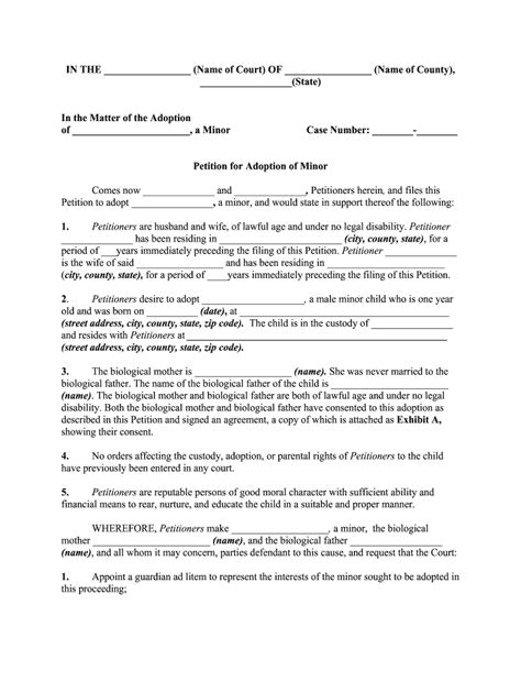 Fillable Consent Of Child For Adoption Stepparent Adoption Printable