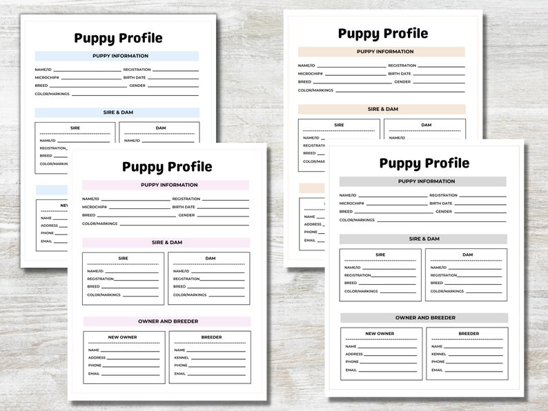 Fillable Dog Breeder Records Puppy Pack Dog Breeder Forms New Puppy