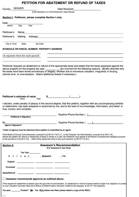 Fillable Form 15 Dpt Ar Petition For Abatement Or Refund Of Taxes