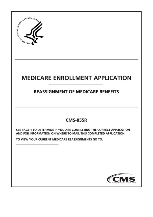 Fillable Form Cms 855R Medicare Enrollment Application Reassignment