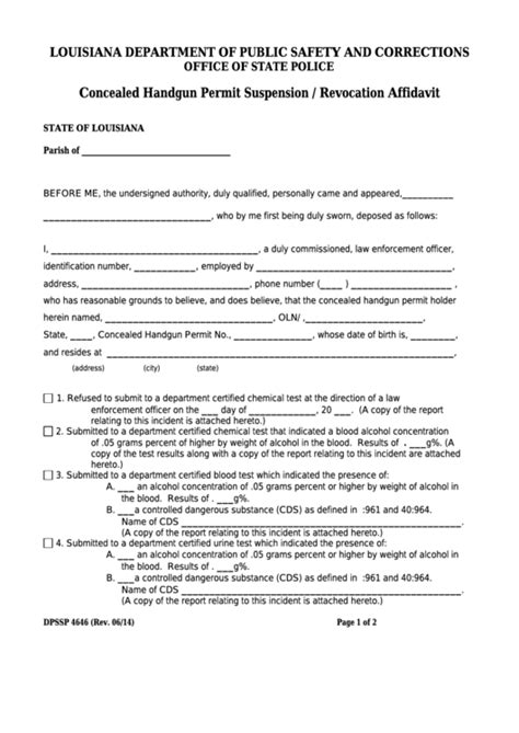 Fillable Form Dpssp 4646 Concealed Handgun Permit Suspension