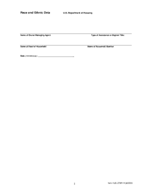 Fillable Form Hud 27061 Race And Ethnic Data Reporting Form Printable Pdf Download