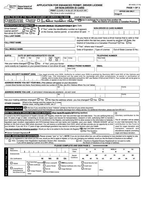 Fillable Form Mv 44Edl Application For Enhanced Permit Driver