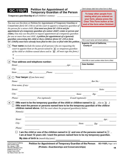 Fillable Guardianship Petition Form Nc Printable Forms Free Online