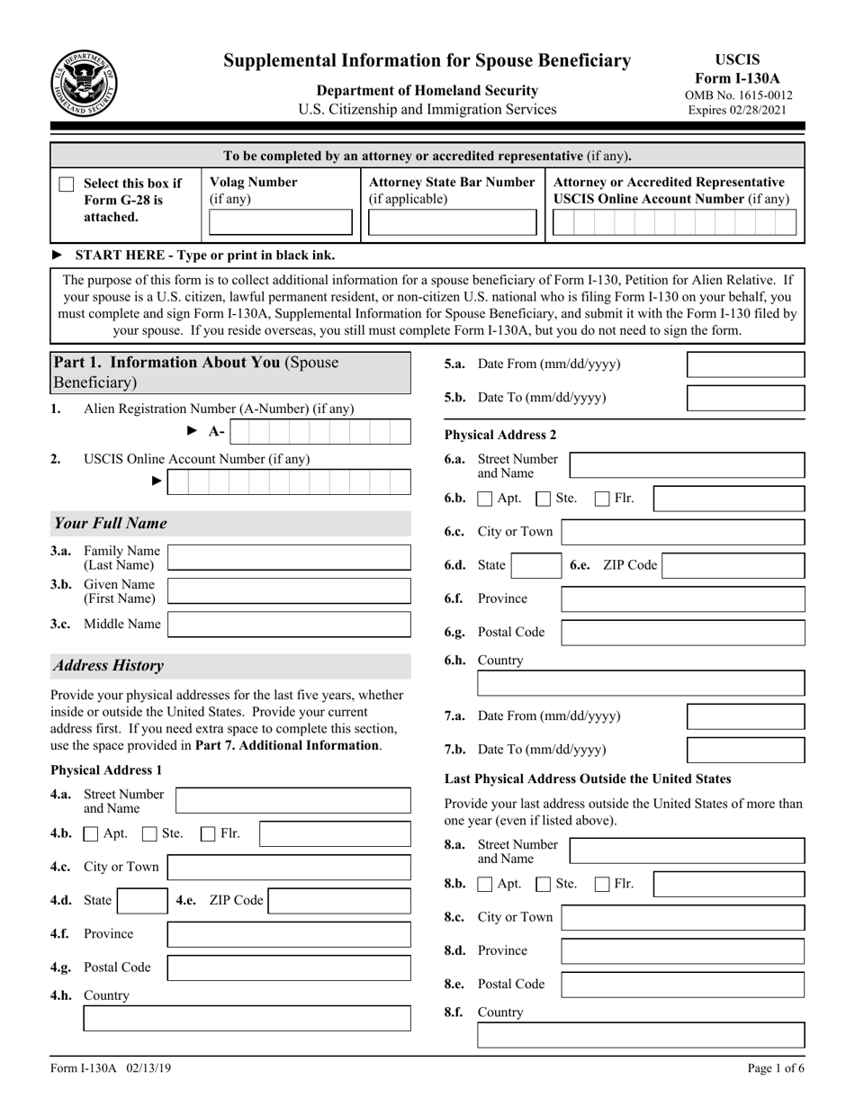 Fillable I130a Form Sample Printable Forms Free Online