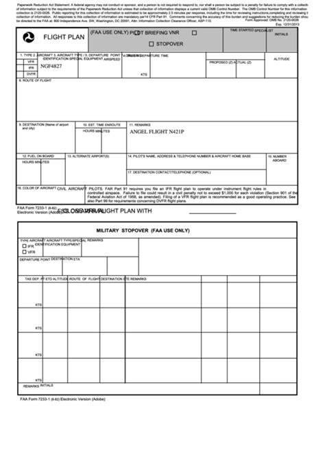 Fillable Icao Flight Plan Form Printable Pdf Download