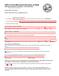 Fillable Minnesota Nonprofit Corporation Annual Renewal Form