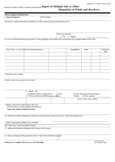 Fillable Multiple Handgun Form Printable Forms Free Online