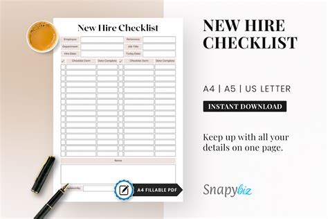 Fillable New Hire Checklist Printable Planner New Hire Checklist New