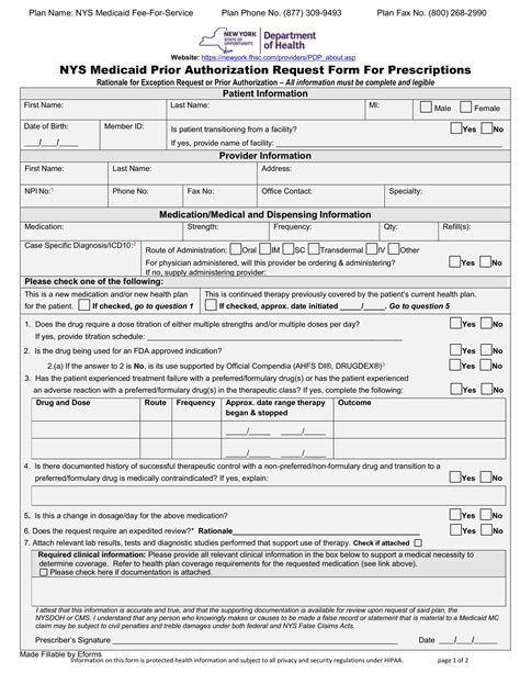 Fillable Nys Medicaid Prior Authorization Request Form For