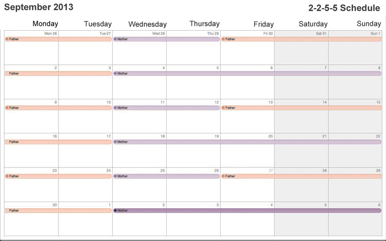 Fillable Online 2 2 5 5 Custody Schedules Templates Amp Tips Fax Email Print Pdffiller