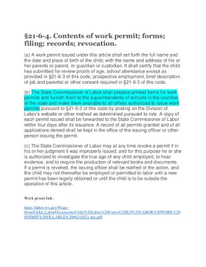 Fillable Online 21 6 4 Contents Of Work Permit Forms Filing Records