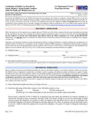 Fillable Online 4007 Fmla Policy Forms 5 Wh 380 F Certification Of Health Care Provider