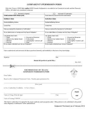 Fillable Online Aganaarch Godparents Permission Form Aganaarch Fax Email Print Pdffiller