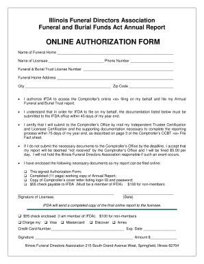 Fillable Online Annual Report Forms Illinois Funeral Directors Fax