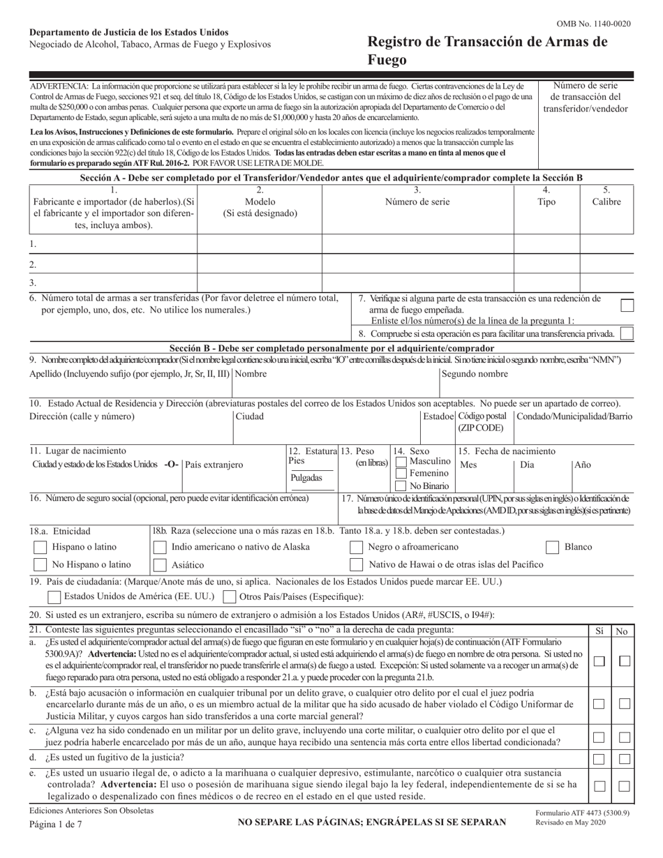 Fillable Online Archive Orgdownload717336 Atf 4473 Formatf 4473 Form