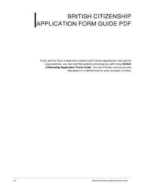 Fillable Online British Citizenship Application Form Guide British