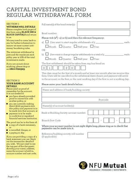 Fillable Online Capital Investment Bond Regular Withdrawal Form