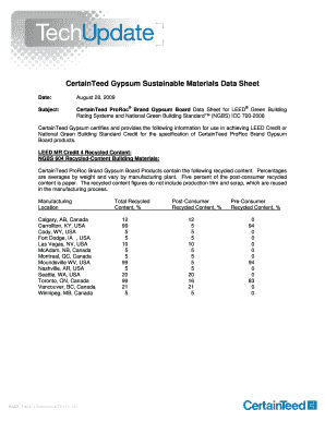 Fillable Online Certainteed M2tech Gypsum Board Data Sheet For Leed