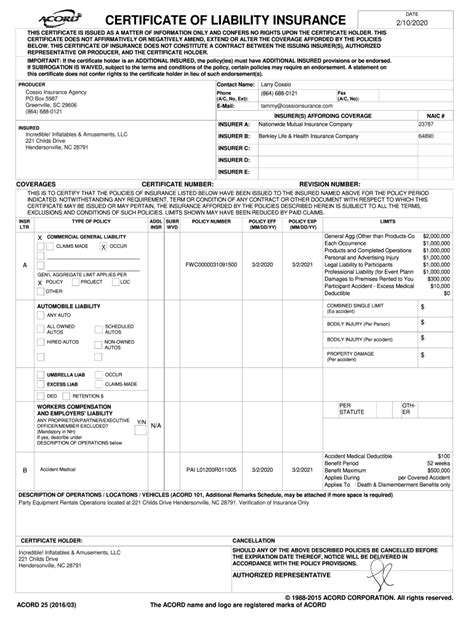 Fillable Online Certificate Of Liability Insurance State Of Michigan