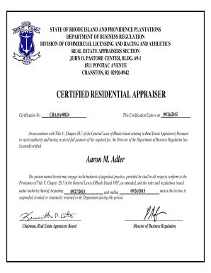 Fillable Online Certified Residential Appraiser Appraisals Unlimited