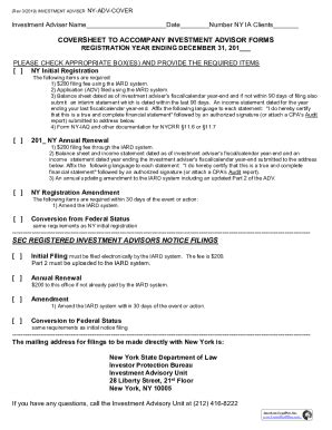 Fillable Online Coversheet To Accompany Investment Advisor Forms Fax