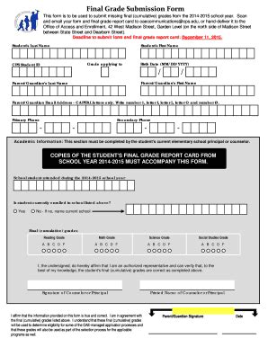 Fillable Online Cpsmagnet Final Grade Submission Form Cps Office Of