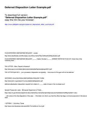 Fillable Online Deferred Disposition Letter Example Pdfslibforme Com