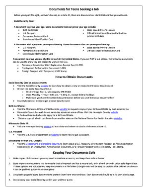 Fillable Online Documents For Teens Seeking A Job Fax Email Print