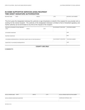 Fillable Online Dss Cahwnet Ihss Recipient Time Sheet Signature