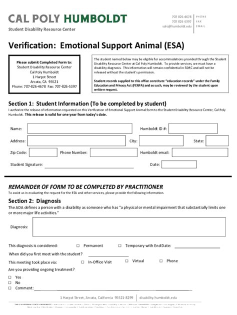 Fillable Online Emotional Support Animal Form Fax Email Print Pdffiller