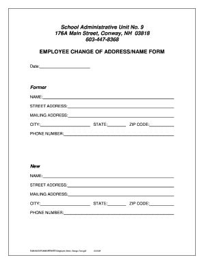 Fillable Online Employee Change Of Addressname Form Sau 9 Fax Email Print Pdffiller