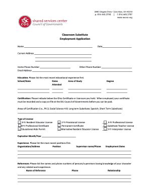 Fillable Online Escofcentralohio Note Please Place Your Paperwork In