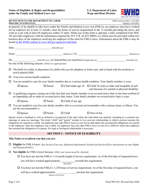 Fillable Online Fmla Forms Instructions Wh 381 Leavesource Fax Email