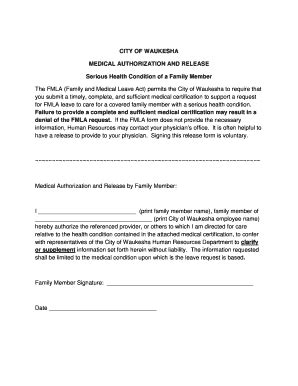 Fillable Online Fmla Medical Authorization And Release Family